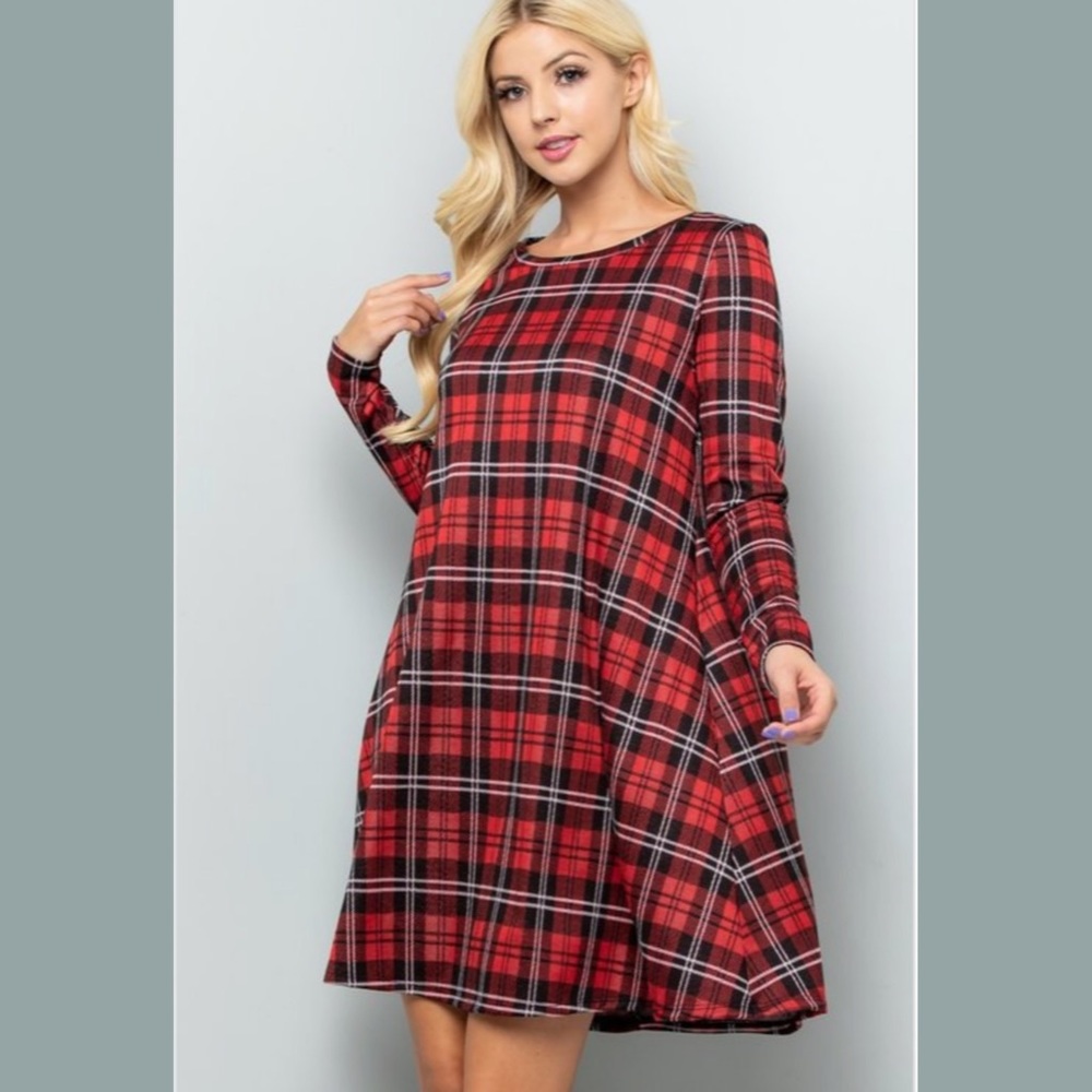 6 Pack Perfect Plaid Long Sleeve Dress w Pockets